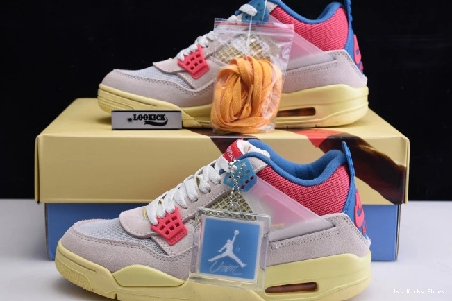 1st Kicks DC9533-800 Union Ice Guava Retro Jordan Air 4 0729